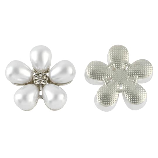 23mm Glass Rhinestone & Plastic Pearl Flatback Flowers, 10ct. by Bead Landing™